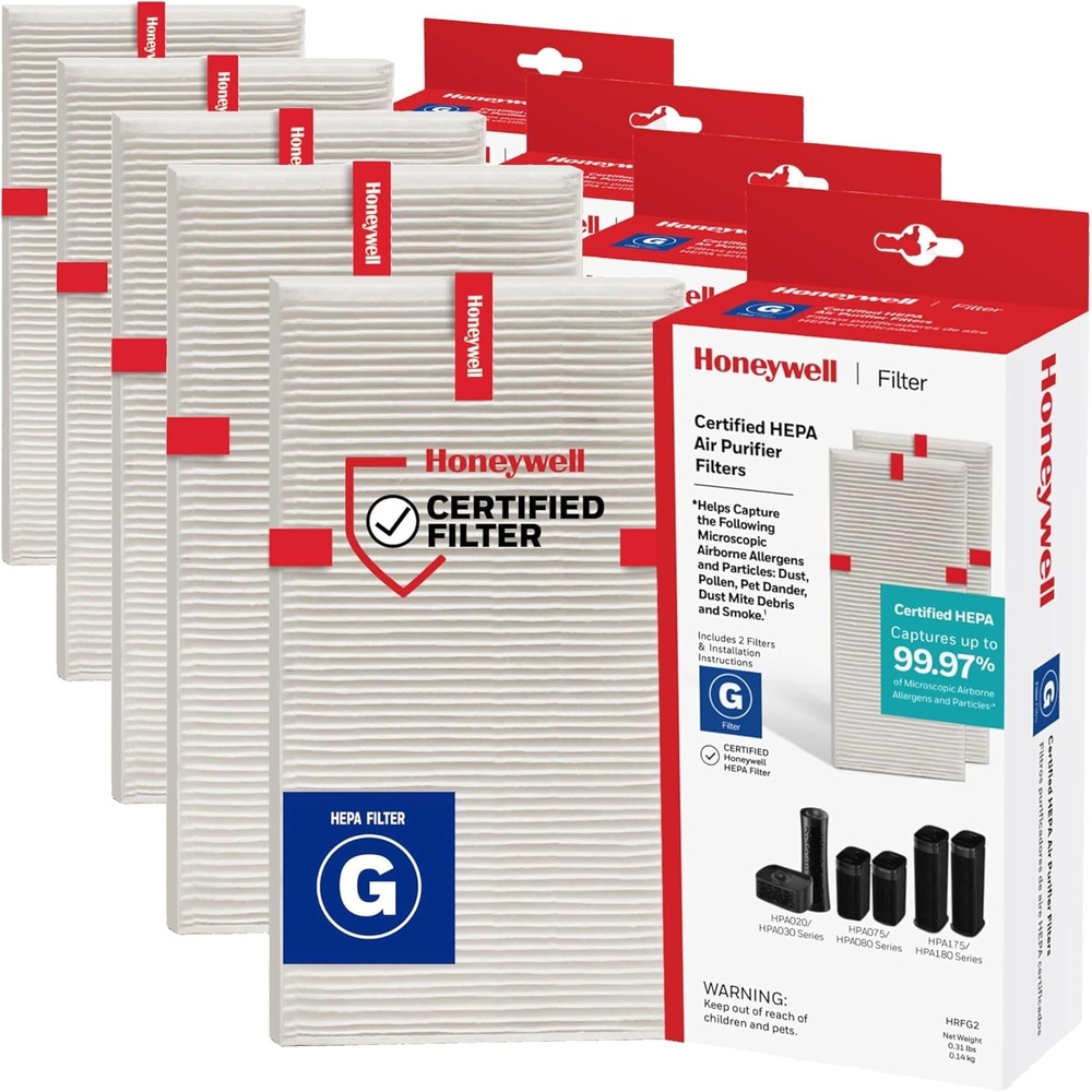 image:imageHoneywell HEPA Air Purifier Filter G 1Pack for HPA030HPA080 amp HPA180 Series Airborne Allergen Air Filter Targets WildfireSmoke Pollen Pet Dander and Dust1 Count Pack of 8