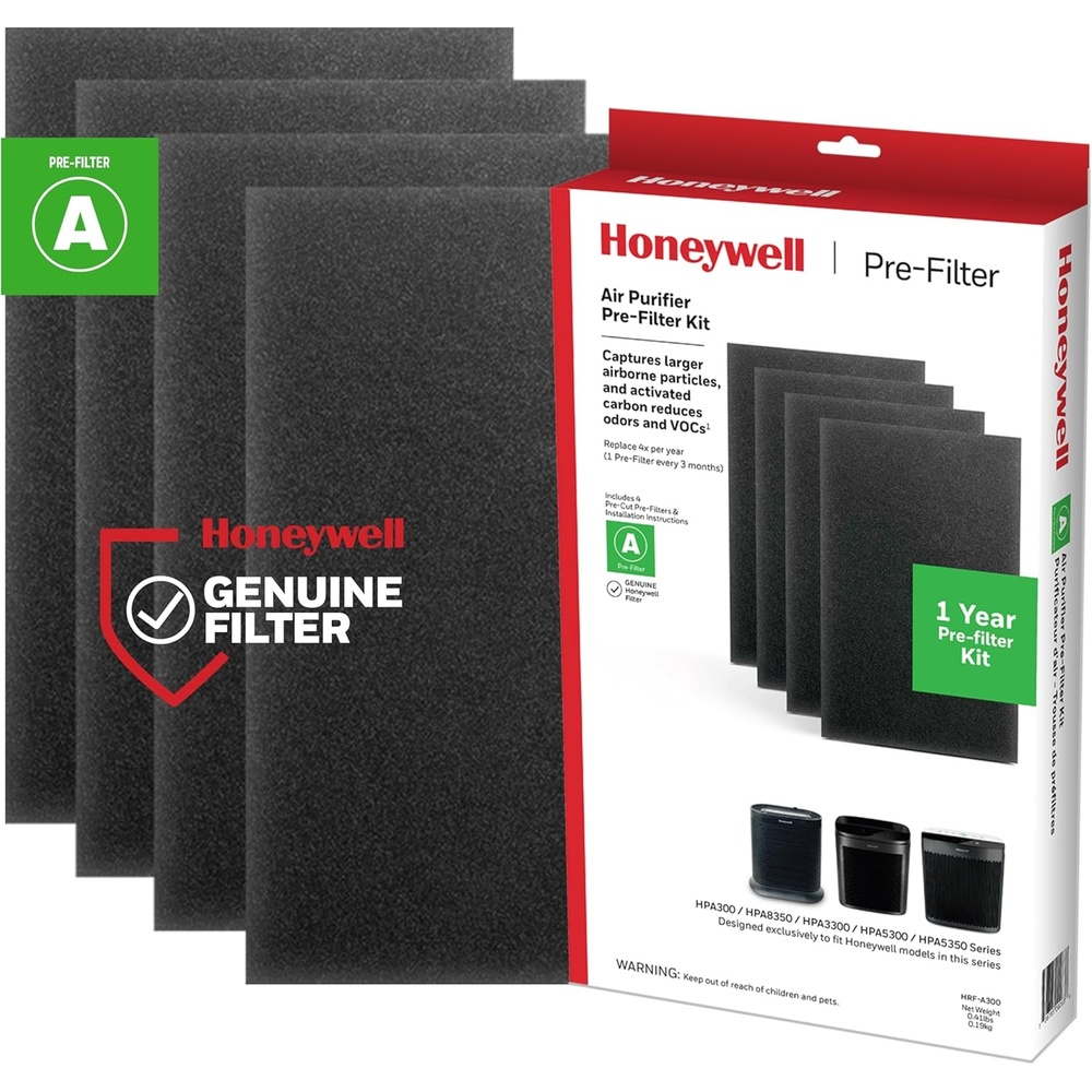 image:imageHoneywell HRFA200 Air Purifier Pre Kit Filter 4 Count Pack of 1 Allergen Air Filter Targets Dust VOC Pet Kitchen and WildfireSmoke Odors22 x 77 x 131