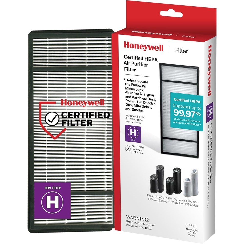 image:imageHoneywell HRFH1 HEPA Air Purifier Filter H 1Pack for HPA050150 HPA060 amp HPA160 Series Airborne Allergen Air Filter Targets WildfireSmoke Pollen Pet Dander and Dust1 pack