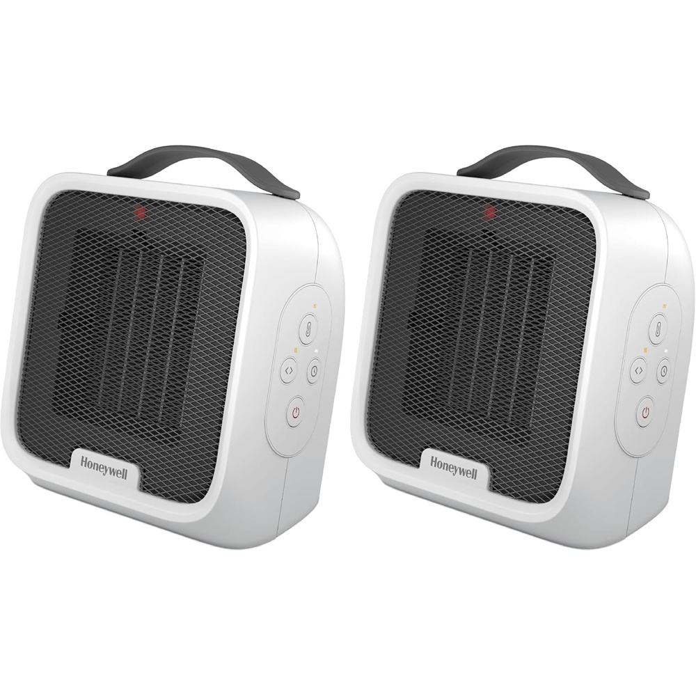 image:imageHoneywell UberHeat Plus Ceramic Space Heater for Small Rooms Quiet Compact Personal Heater with Variable Heat Settings and Autooff Timer Black HCE220BWhite