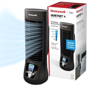 Honeywell QuietSet Personal Table Fan, Oscillating Personal Desk Fan with Quiet Operation, 4 Levels of Power and Sound, Black, HTF210B(Fan (Pack of 2))