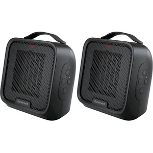 Honeywell UberHeat Plus Ceramic Space Heater for Small Rooms, Quiet, Compact Personal Heater with Variable Heat Settings and Auto-off Timer, Black, HCE220B(Black)