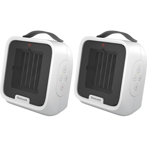 Honeywell UberHeat Plus Ceramic Space Heater for Small Rooms, Quiet, Compact Personal Heater with Variable Heat Settings and Auto-off Timer, Black, HCE220B(White)