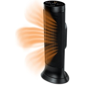 Honeywell slim ceramic tower heater, large room, 1500W, digital controls, oscillation, programmable thermostat, black